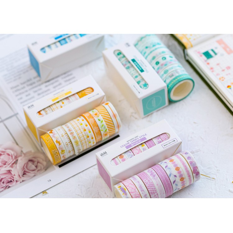 Set 10 cuộn washi tape trang trí scrapbook, sổ planner WST115