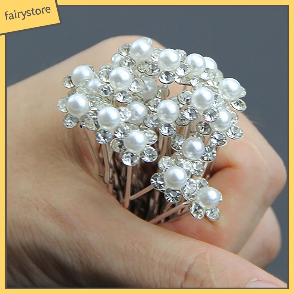 Set 20 kẹp tóc đính đá và ngọc trai giả thanh lịch dành cho cô dâu