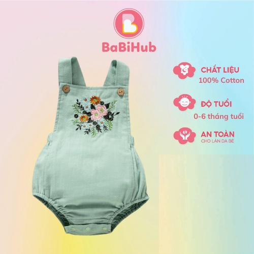 Romper cho bé gái 0-6M nhiều màu, Bộ romper thêu hoa nổi bật, bộ bodysuit liền thân cho bé gái_19873959