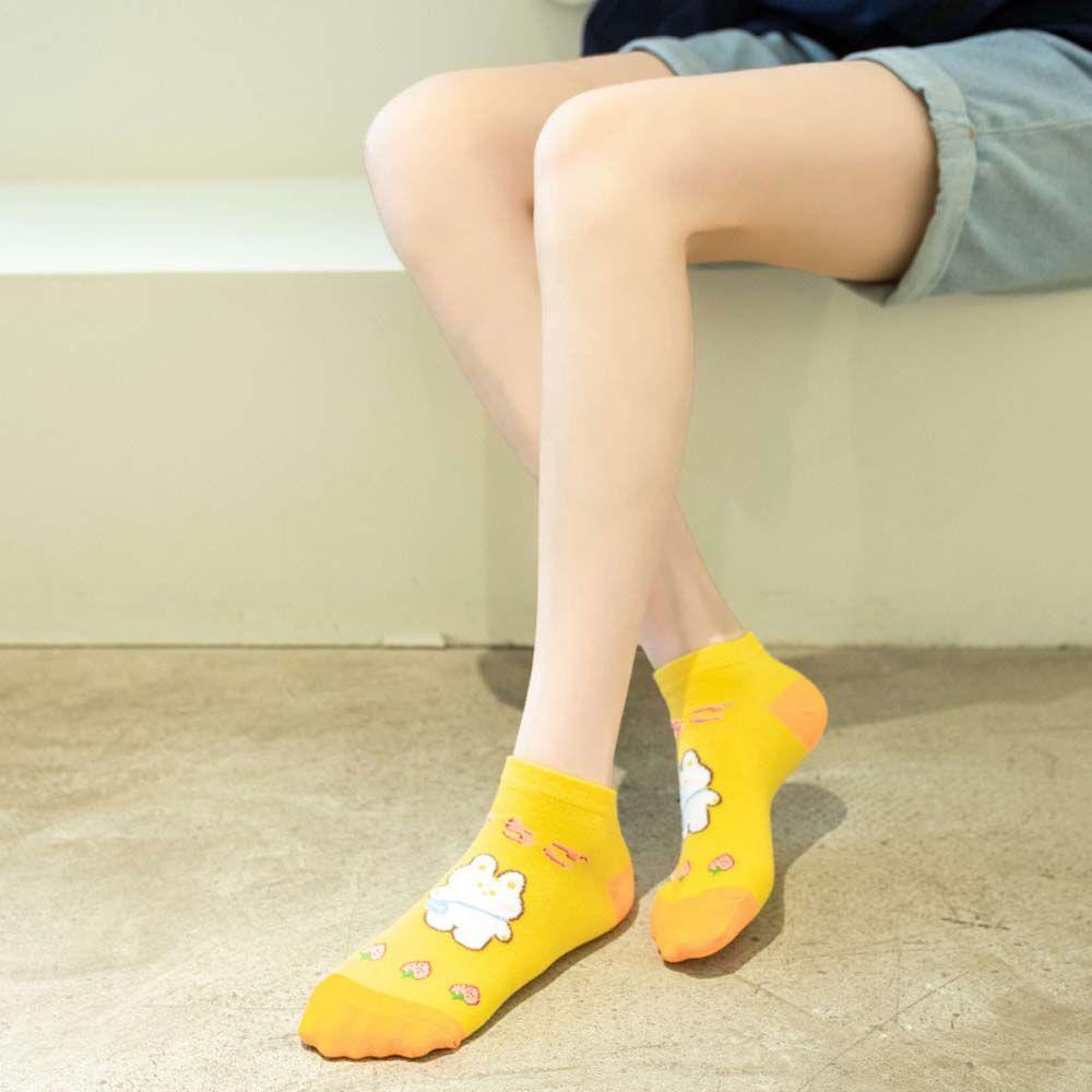 Vớ Cotton Cổ Thấp Họa Tiết Thỏ Hoạt Hình Dễ Thương Thoải Mái