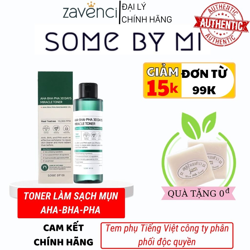 Nước hoa hồng SOME BY MI AHA-BHA-PHA 30 Days Miracle Toner sạch mụn 150ml - Zavenci