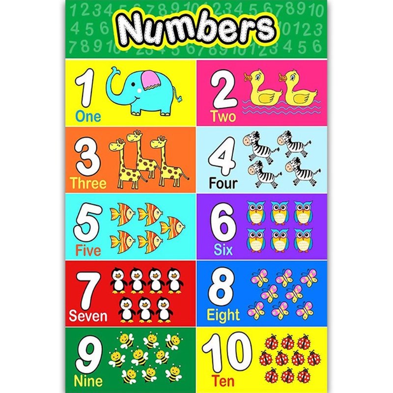 Áp Phích Bảng Chữ Cái Alphabet Số 1-10 Dùng Để Dạy Học