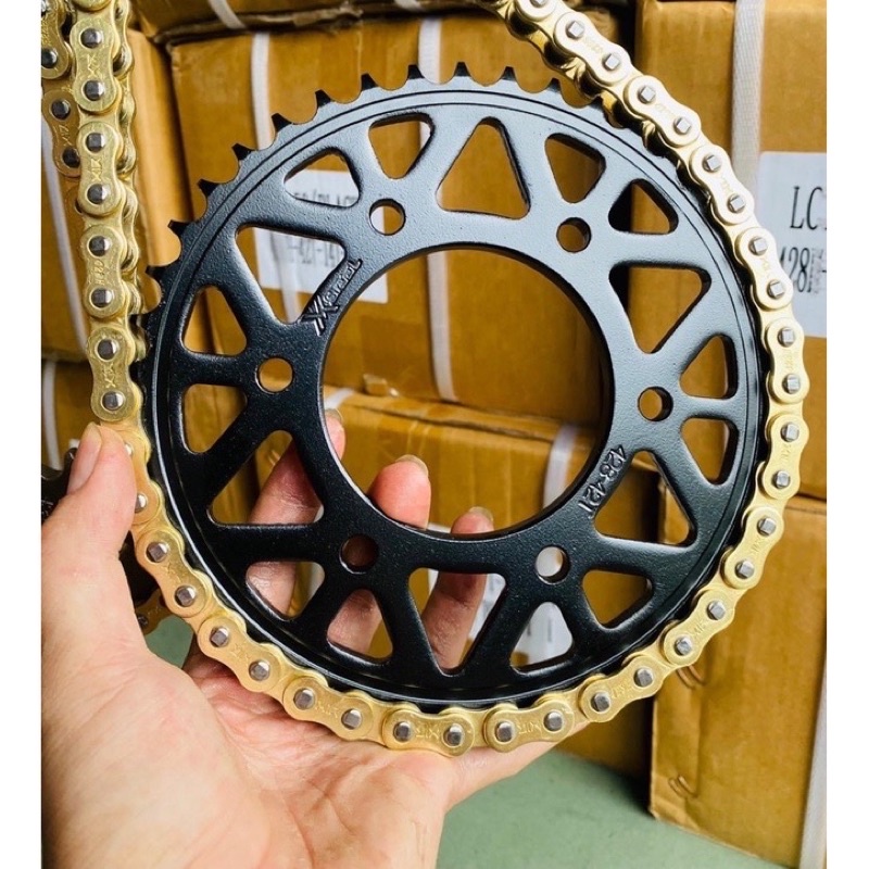 Bộ Nhông Sên Đĩa X1R Vàng Xe ex135/ex150/Winner/WinnerX/Sonic/Raider fi…..vv