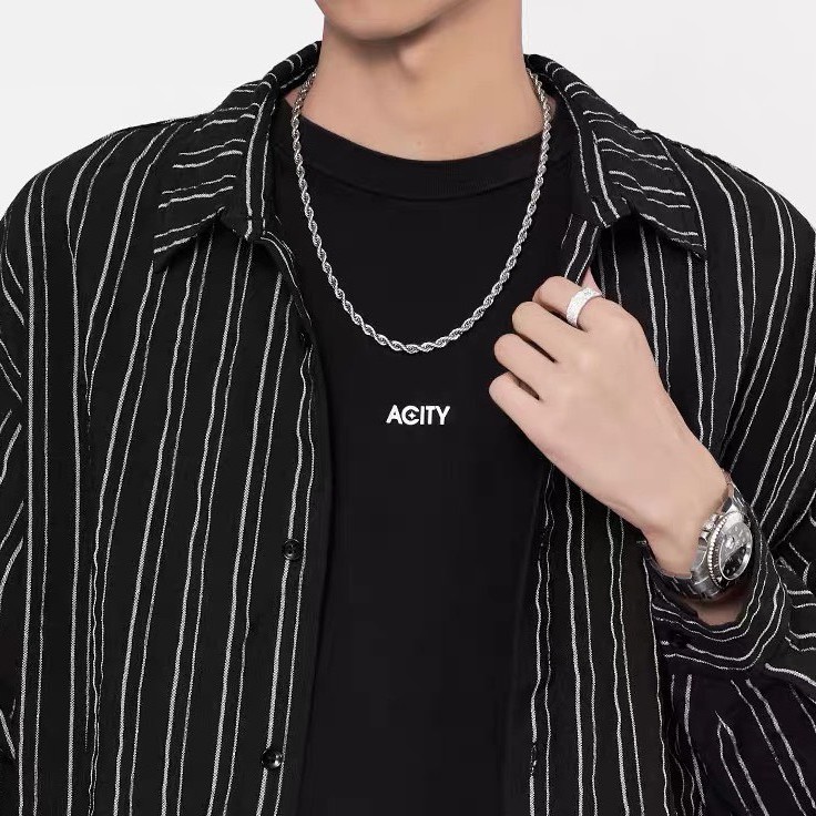 Dây Chuyền Nam Xoắn Trơn HipHop Thời Trang Nam Kuu Studio Màu Bạc Đồng Đẹp - Vòng Cổ Titan Không Gỉ - Vòng Cổ Xoắn Trơn
