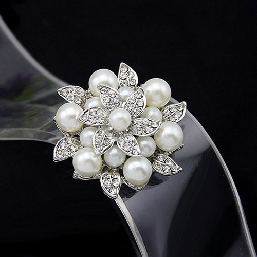 Trâm cài hình hoa đính đá và ngọc trai thời trang