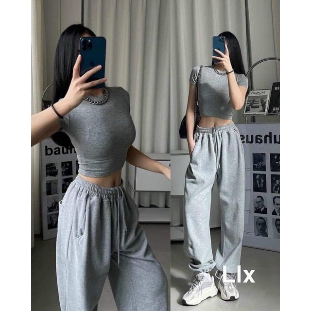 Quần jogger nữ da cá bo gấu Quần jogger trơn cá tính