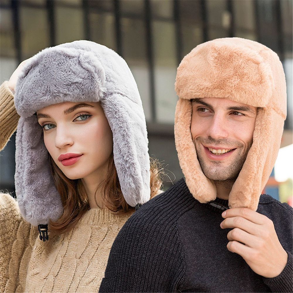 Mũ trùm Ushanka Nga có vạt che tai vải lông dày chống gió giữ ấm trong mùa đông cho nam và nữ màu sắc tùy chọn