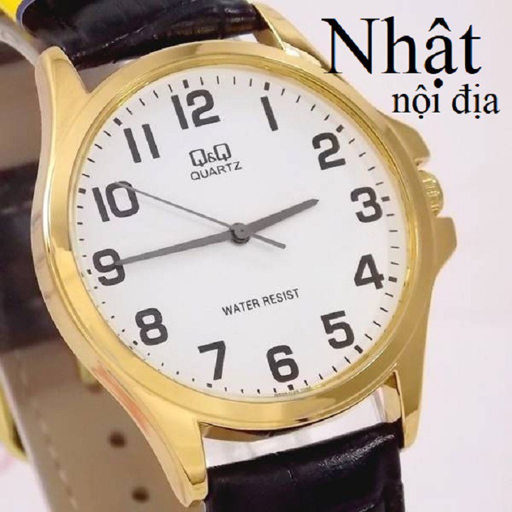 [Cao cấp] Đồng hồ nam Men's Gold Plated Watch Q&amp;Q - Hàng nội địa Nhật Bản thích hợp chơi thể thao và đi du lịch