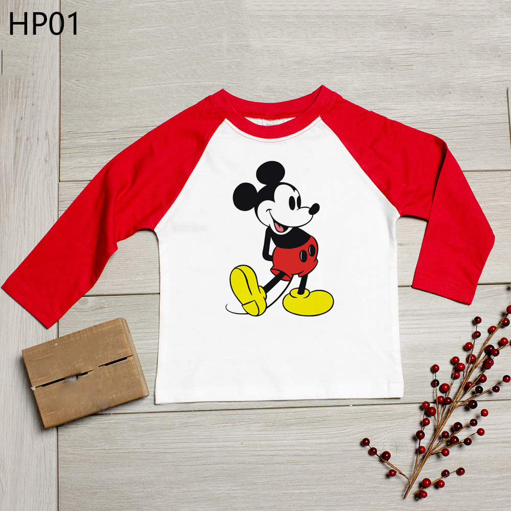 ❀ 2 Màu MICKEY Hoạt Hình In Hình Trẻ Em Đồ Họa Áo Thun Tay Dài Quần Áo Thời Trang Cho Bé Trai Bé Gái