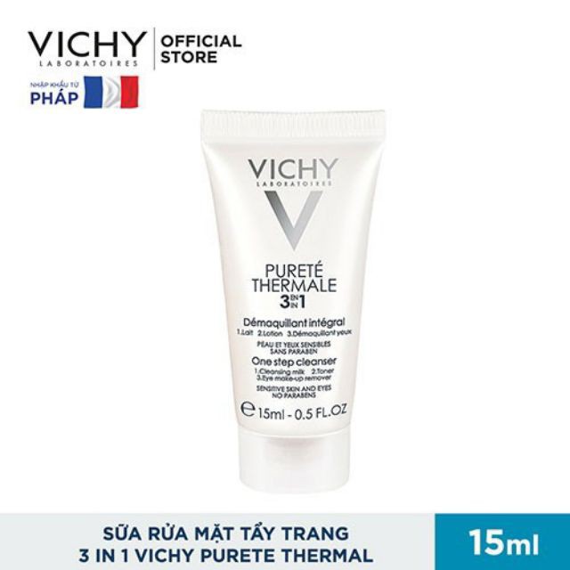 [Mini] Sữa rửa mặt tẩy trang 3 in 1 Vichy Purete Thermal 15ml