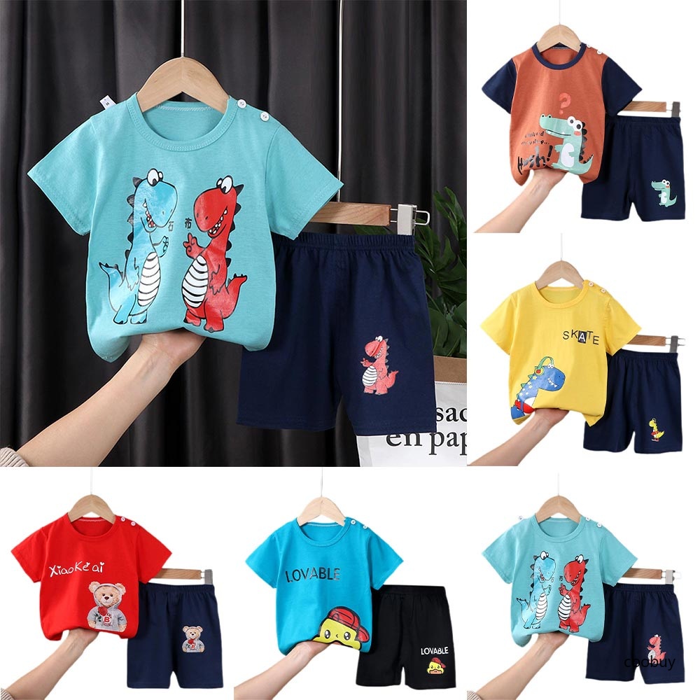 COD Bộ ÁO Thun NgắN Tay + QuầN NgắN Baggy Cho Bé CO