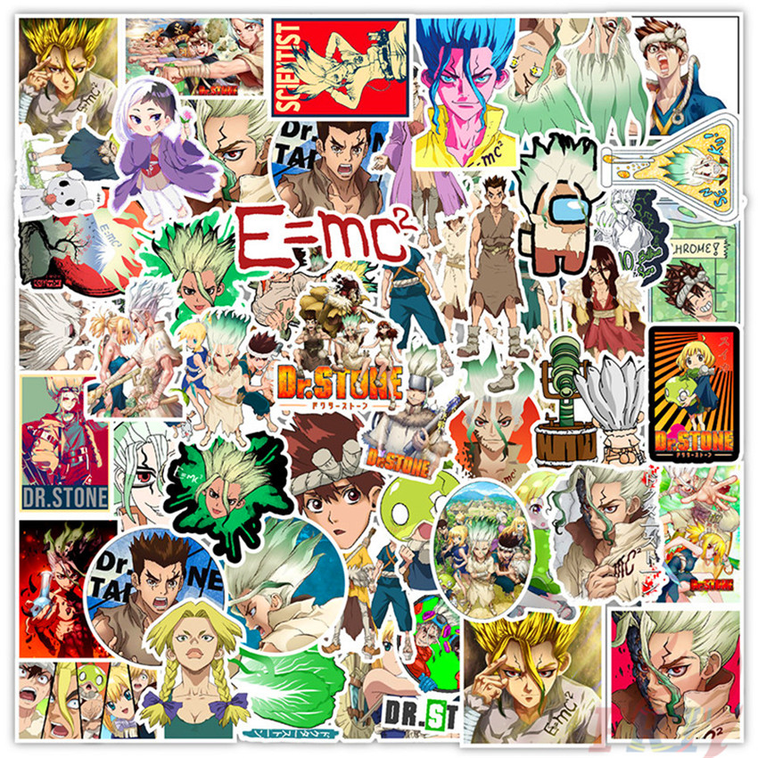 Bộ 50 Miếng Dán Trang Trí Chống Thấm Nước Hình Anime Dr.Stone - Series 03