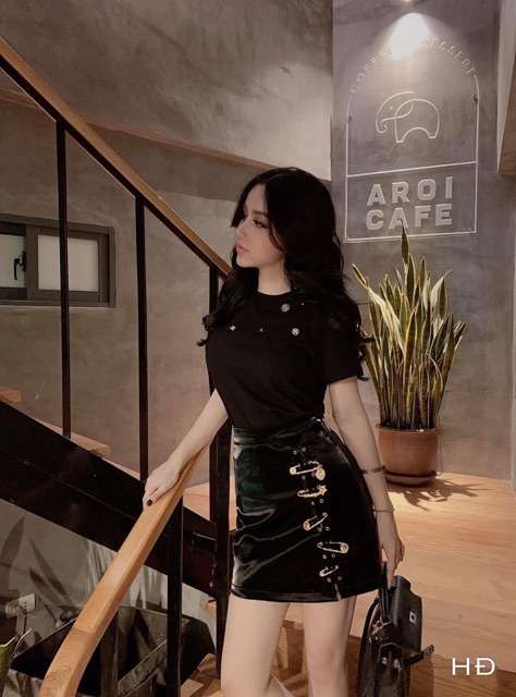 Chân váy da gim băng