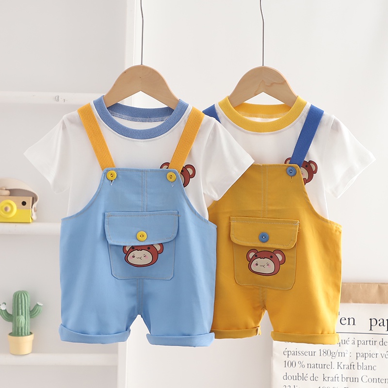 Bộ Quần Yếm Thời Trang Hàn Quốc Cho Bé Trai