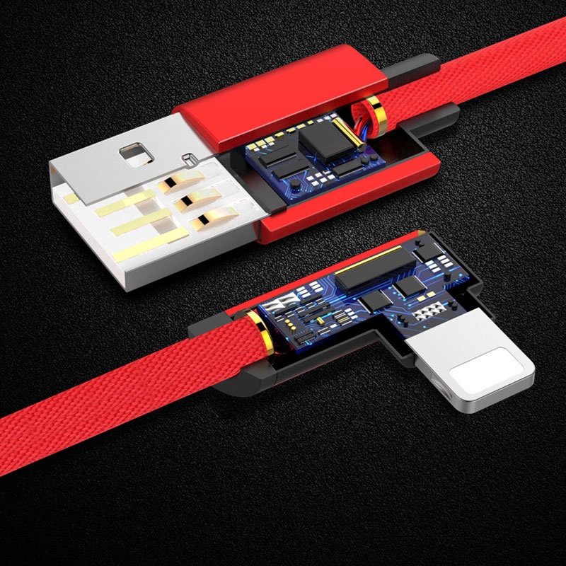 Dây cáp sạc nhanh đầu cong 90 độ dành cho ip