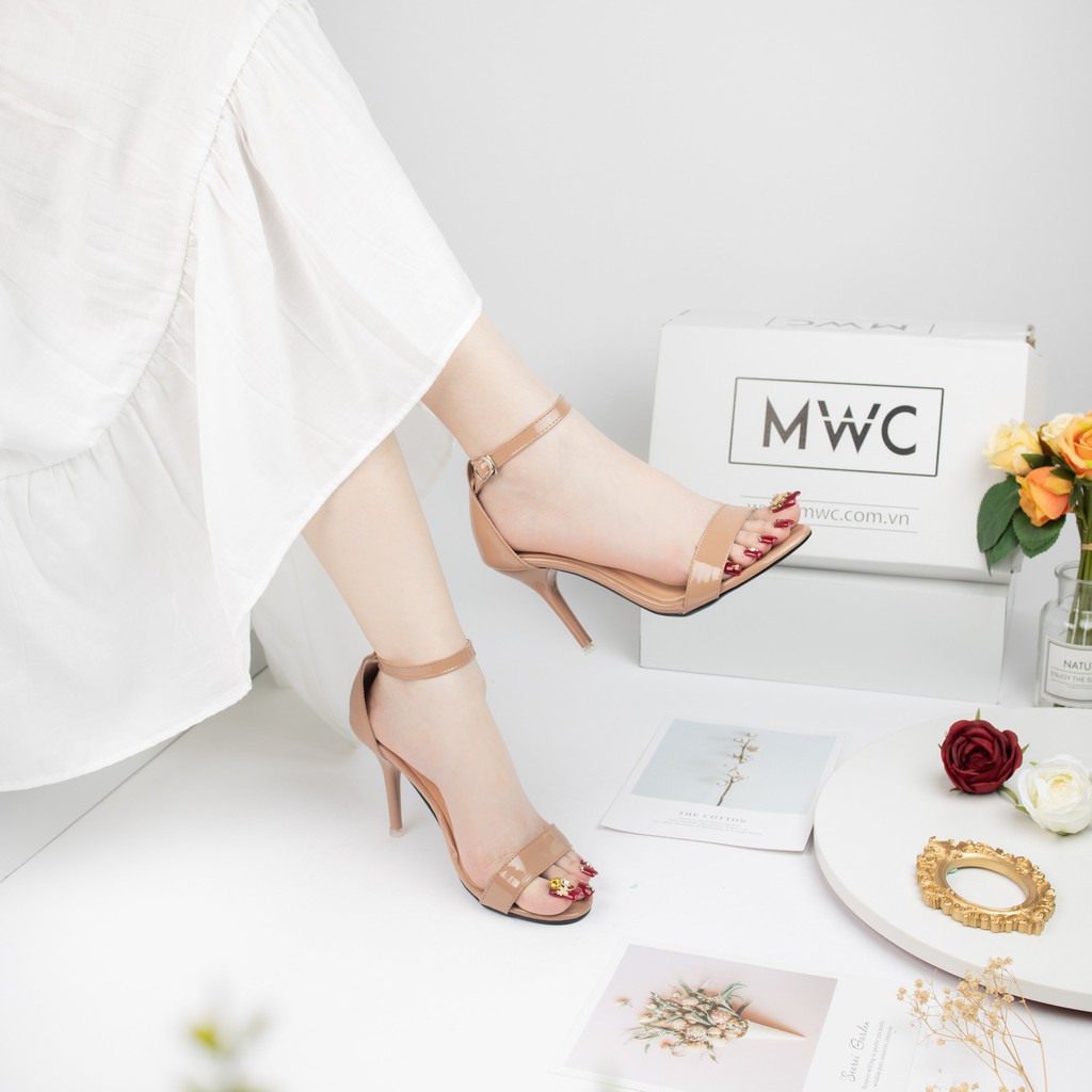 Giày Cao Gót Nữ MWC Quai Ngang Dây Mảnh Gót Nhọn 9cm Da Bóng Kiểu Dáng Hiện Đại NUCG-3875