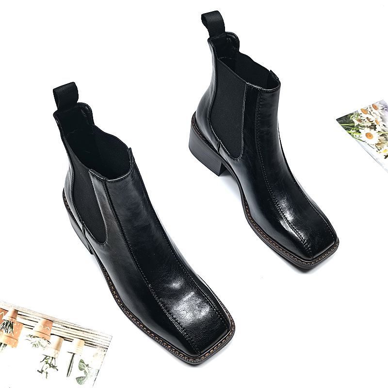 Giày bốt mũi vuông ankle boots xuất khẩu mẫu mới 2022