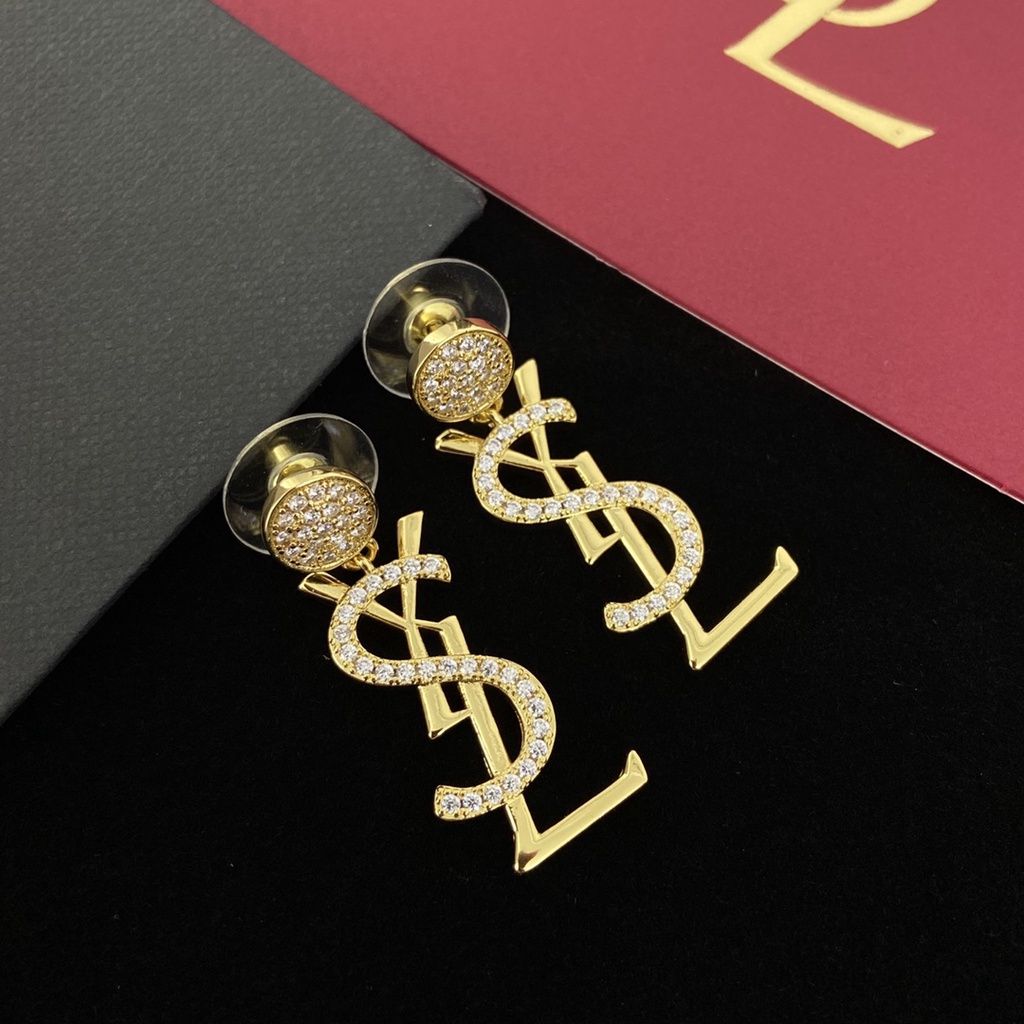 Khuyên Tai Kim Loại Bạc 925 Đính Kim Cương Không Gây Dị Ứng Phong Cách Mới Cho Nữ