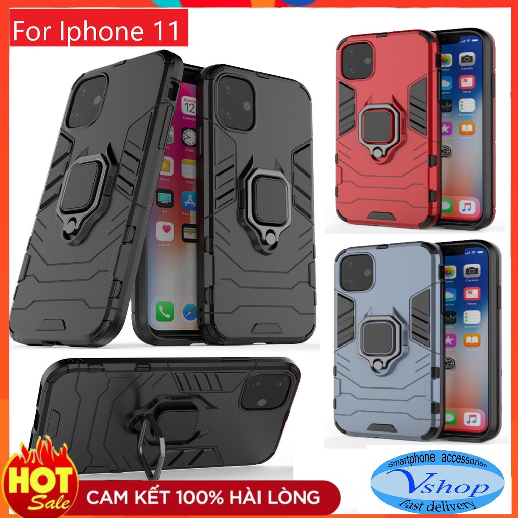 Ốp lưng Iphone 11 Ốp batman ốp ironman ốp chống sốc iphone kèm iring 360 độ chống xem video hít từ tính oto tiện lợi