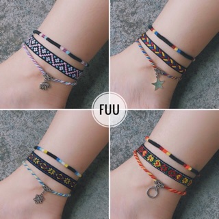 Set 3 vòng chân thổ cẩm bohemian, boho, vintage cho nữ