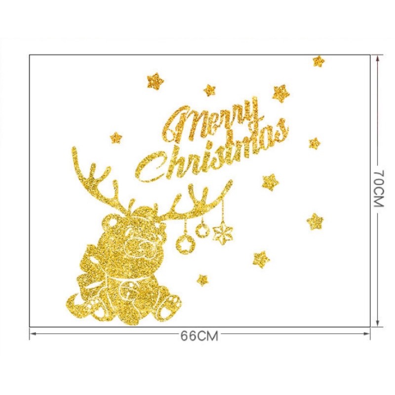 Decal trang trí Noel - Tuần Lộc đáng yêu nhũ kim tuyến