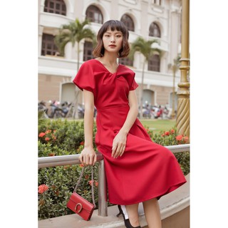 EDINI - D1211 Đầm đỏ xoắn ngực
