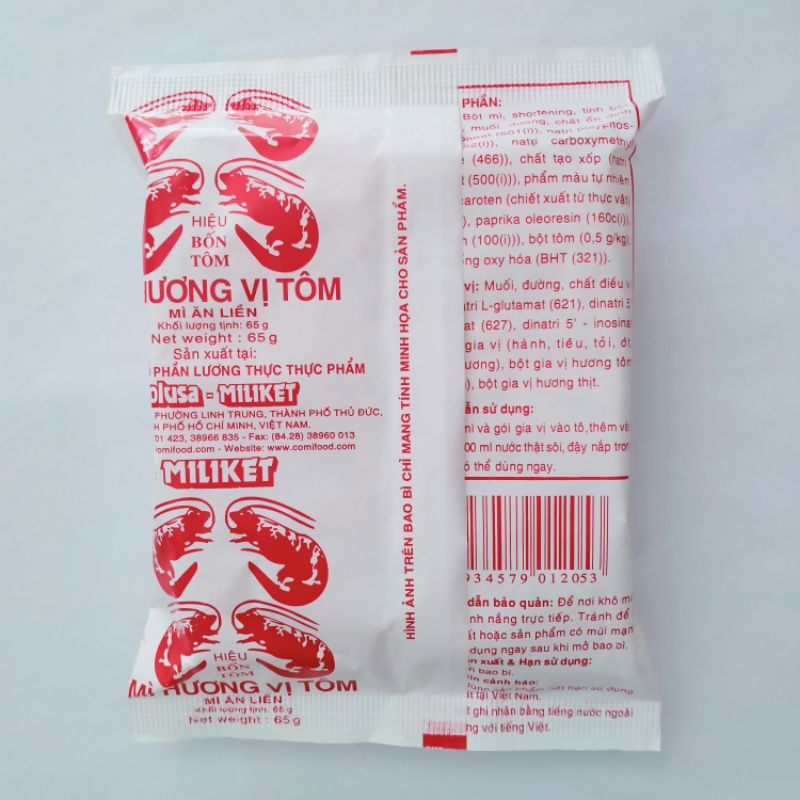 Lô 10 gói mì giấy trắng ăn liền Miliket 65 gam