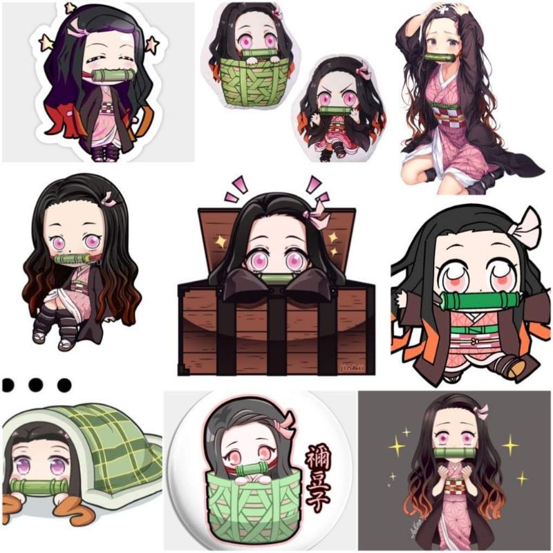 10-50 hình dán Stickers Nezuko Kamado Kimetsu No Yaiba decal