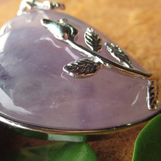 Mặt dây chuyền khảm thạch anh hồng hình trái tim xinh xắn thanh lịch