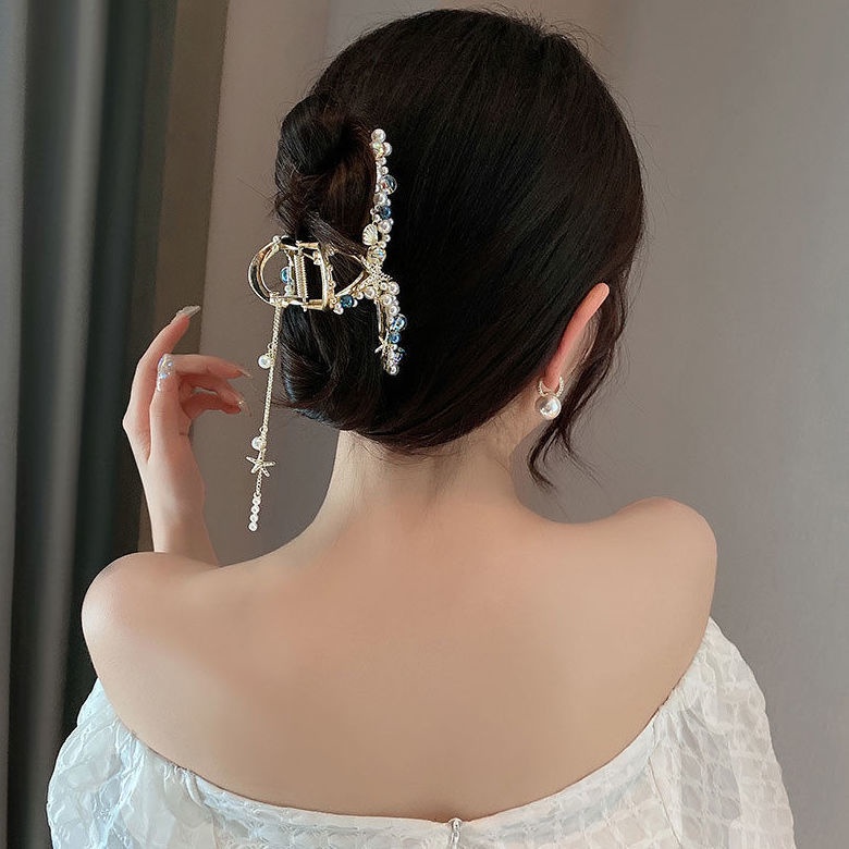 Kẹp Tóc Hình Hoa Lan Phối Tua Rua Phong Cách Mới