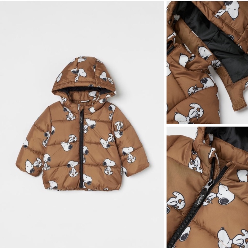 áo khoác phao siêu nhẹ mềm siêu ấm hình chú chó snoopy cho bé trai hàng chính hãng