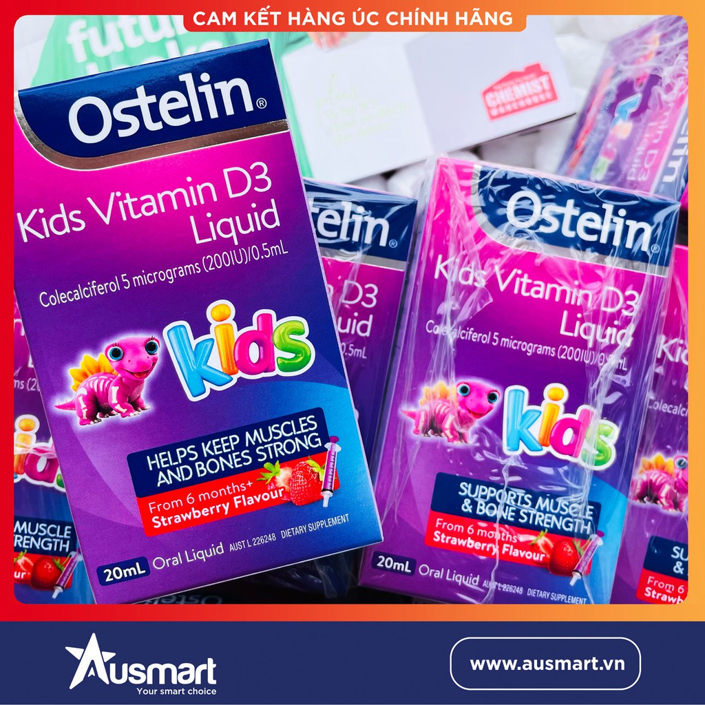 [Chính Hãng] Vitamin D3 ÚC - Vitamin D Dạng Nước Cho Trẻ Ostelin Kids Vitamin D3 Liquid 20ml Cho Bé Sơ Sinh Chống Còi