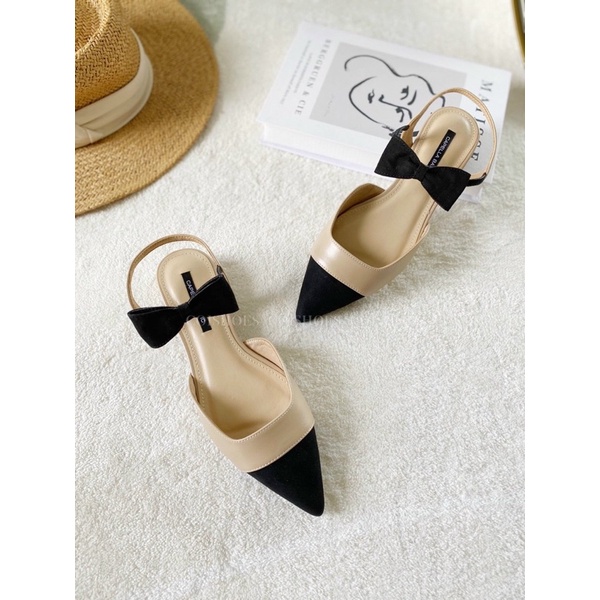 Giày bệt quai nơ tiểu thư