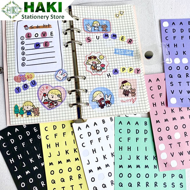 Sticker cute, hình dán sticker cute chữ số tiếng anh HAKI trang trí sổ đáng yêu dễ thương giá rẻ ST17