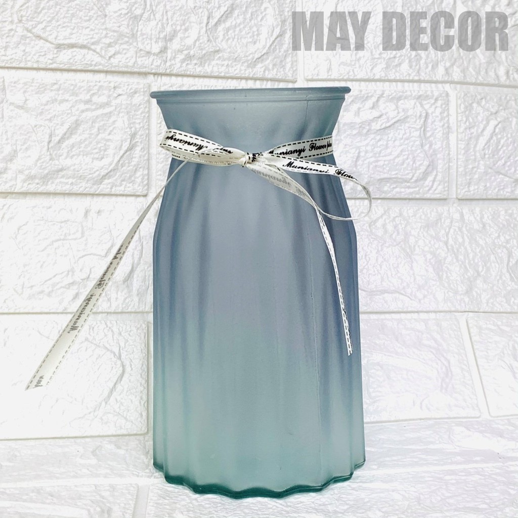 Bình cắm hoa thủy tinh đẹp lọ cắm hoa thắt nơ phong cách Hàn Quốc độc đáo | MAY Decor