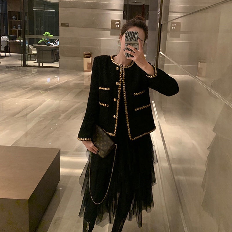 Áo khoác dạ tweed pha viền nữ tính hàng Quảng châu | BigBuy360 - bigbuy360.vn