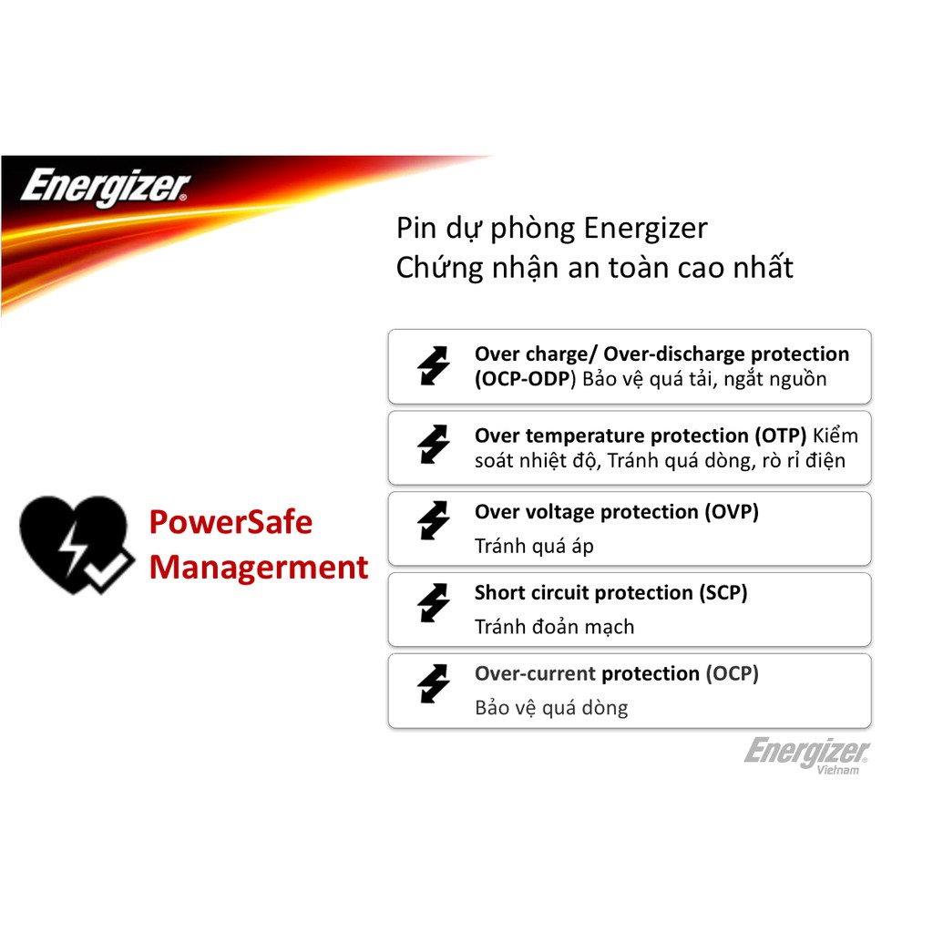 Pin sạc dự phòng Energizer 10.000mAh UE10008GD - 2 cổng Output (Gold)