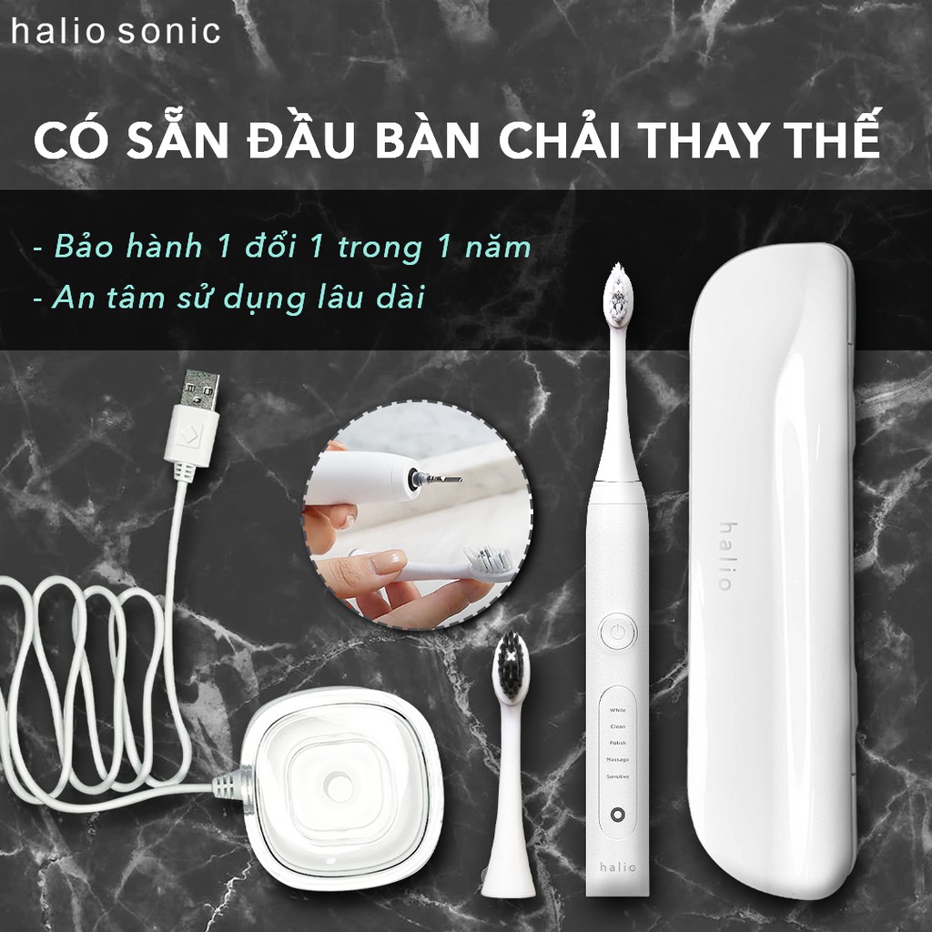 Bàn Chải Điện Làm Trắng Răng Halio Sonic Whitening Electric Toothbrush PRO White