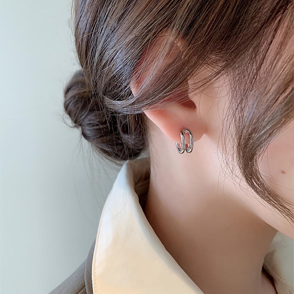 Khuyên Tai Hình Chữ C Đôi Phong Cách Hàn Quốc Cổ Điển Mới Cho Nữ