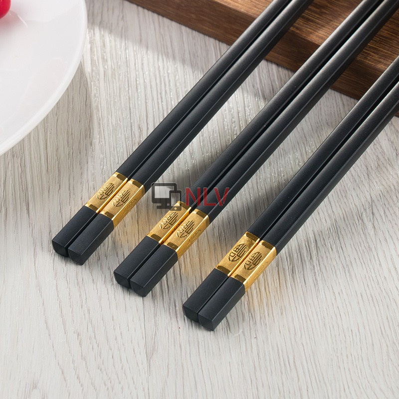 Bộ 10 Đôi Đũa Hợp Kim Mạ Vàng Hàn Quốc Sang Chảnh
