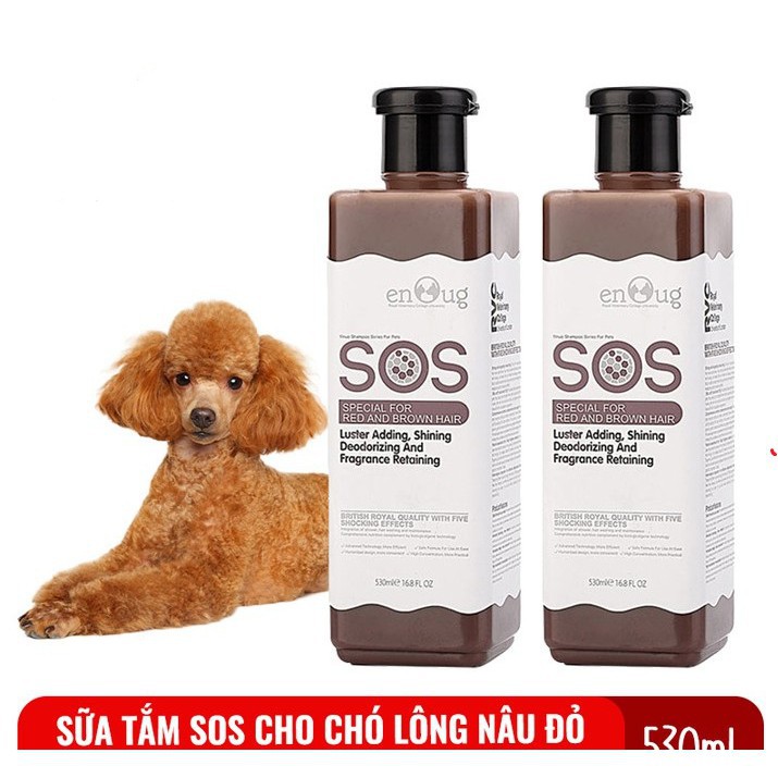 Sữa tắm cho chó lông nâu đỏ SOS 530ml chai màu nâu, hàng chính hãng