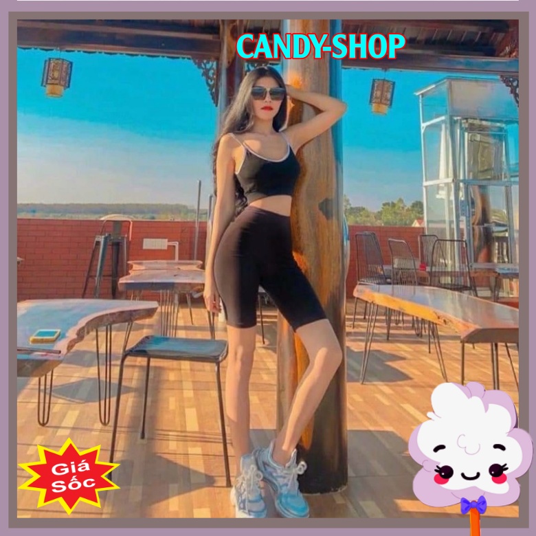 Quần legging lửng nữ đẹp cạp cao, quần đùi legging nâng mông dáng ngố tập gym thể thao co giãn 4 chiều.Candy-shop | BigBuy360 - bigbuy360.vn