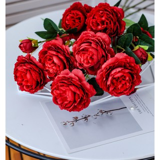 HOA HỒNG LỤA 🌻FREESHIP🌻 Cành 2 bông 1 nụ - Hoa giả trang trí để bàn phòng khách đẹp ML56