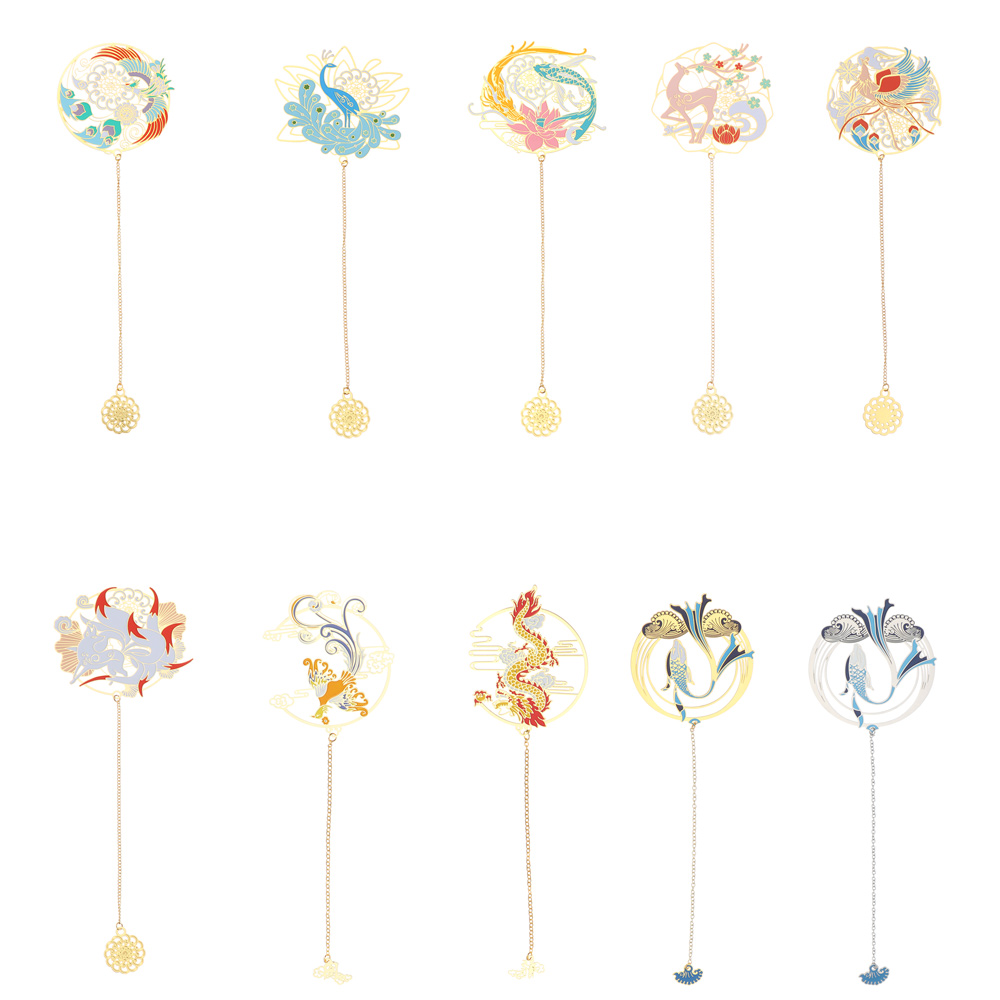 Kẹp Đánh Dấu Sách Bằng Đồng Thau Phối Tua Rua Hình Cáo Phong Cách Cổ Điển Mihan Cho Trường Học/Văn Phòng