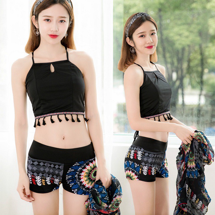 Bộ bơi bikini họa tiết thổ cẩm kèm khăn cao cấp | BigBuy360 - bigbuy360.vn