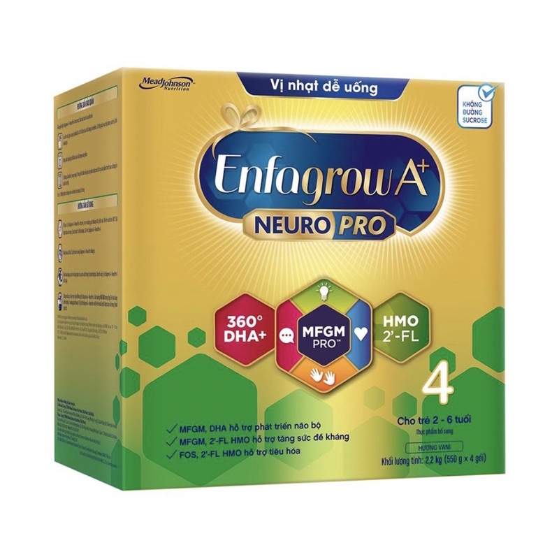 Sữa bột Enfagrow A+ Neuropro 4 Vị thanh mát với dưỡng chất DHA & MFGM – 2.2kg