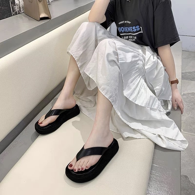 SẴN 37 trắng - Dép xỏ ngón quai da