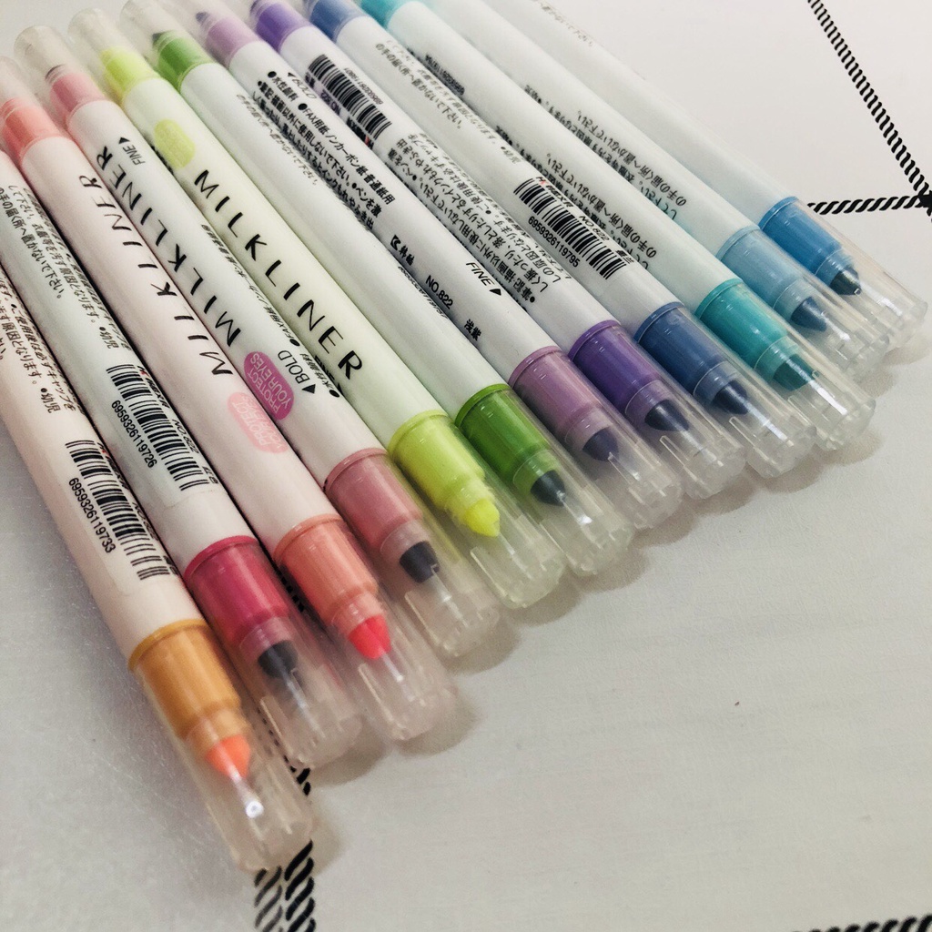 Bút dạ quang 12 bút highlight màu sắc xinh xắn hỗ trợ ghi chú