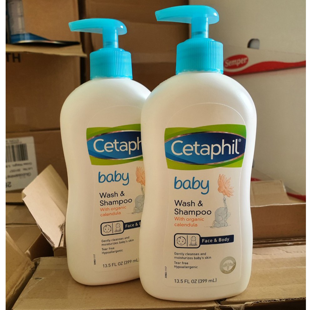 Sữa tắm gội Cetaphil baby wash shampoo wtih organic calendula 399ml - Tắm + gội Cetaphil