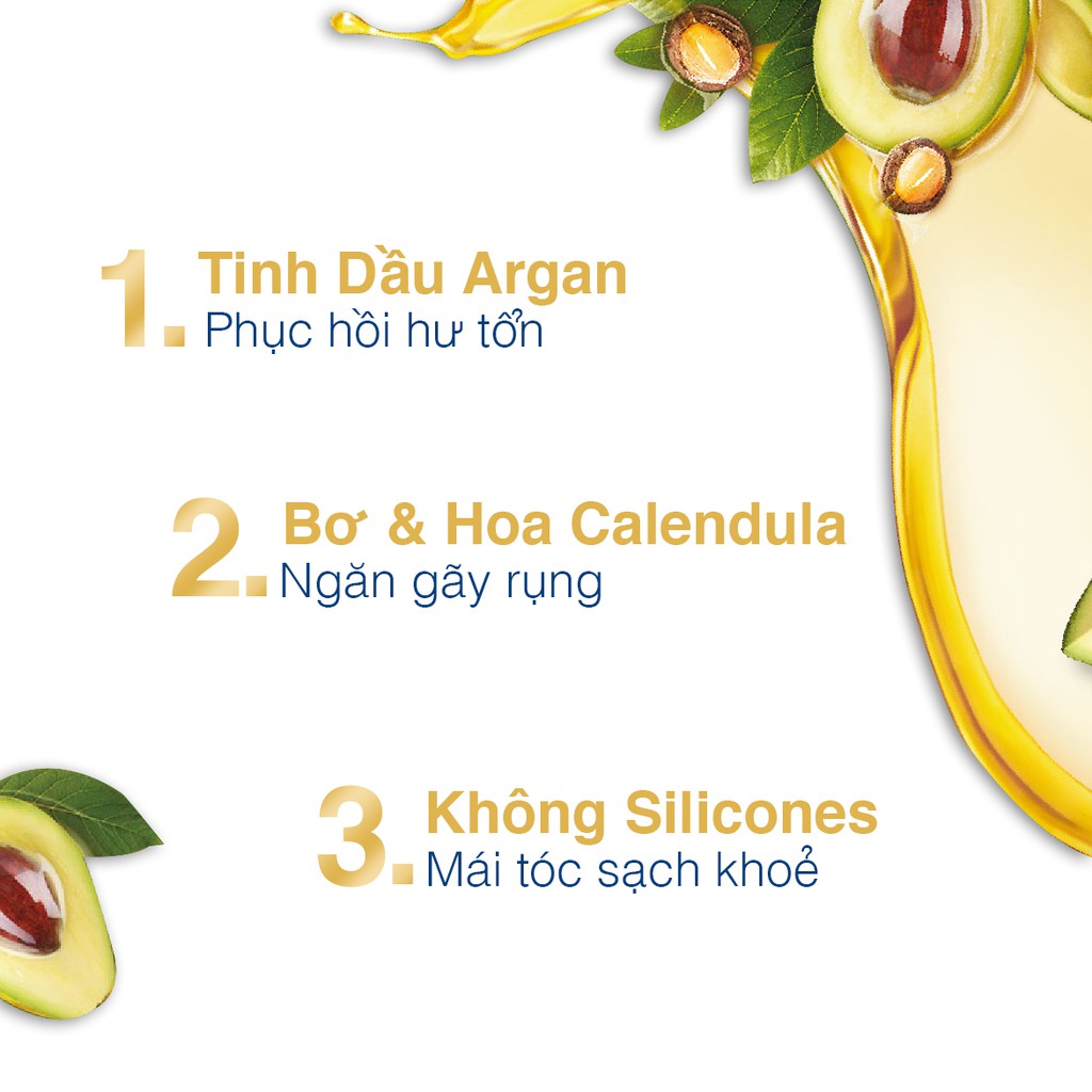 Combo Kem xả và dầu gội Nhật Dove Phục Hồi Tóc Hư Tổn chiết xuất Bơ & Dầu Argan giúp phục hồi và ngăn ngừa gãy rụng 500g